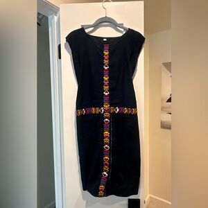 Guatemalan Embroidered Indigo Dress Artisan Boho Folk Style small/Medium